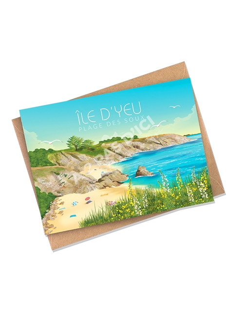 Ile d'Yeu - La plage des soux - Carte postale