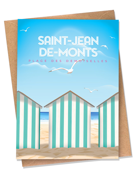 Saint-Jean-de-Monts - Cabines de plage - Carte postale