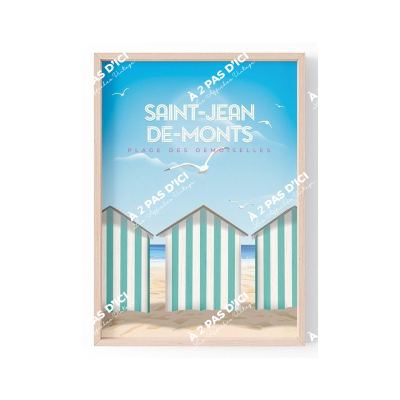 Affiche - Saint-Jean-de-Monts - Cabines de Plage