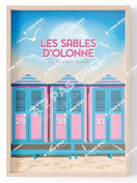 Les Sables d'Olonne - Cabines de Plage - Magnet