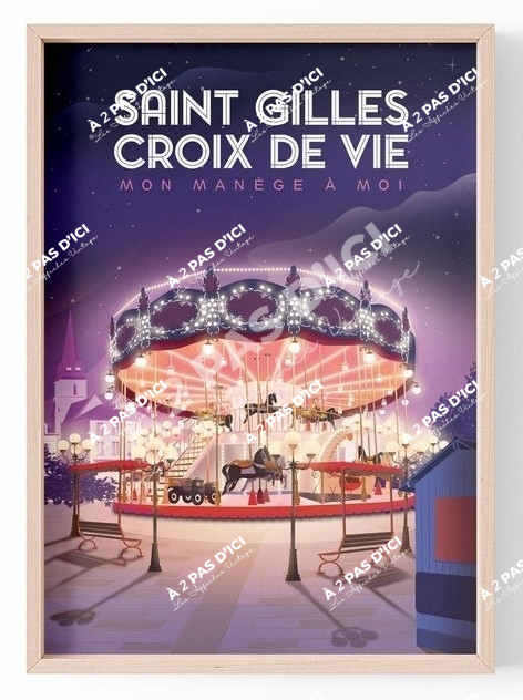 Saint-Gilles-Croix-de-Vie - Carrousel - By Night - Magnet