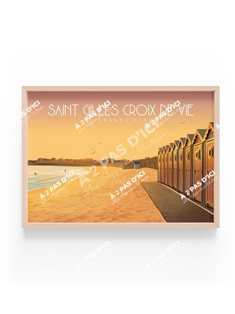 Saint-Gilles-Croix-de-Vie - La Grande Plage - jaune - Magnet