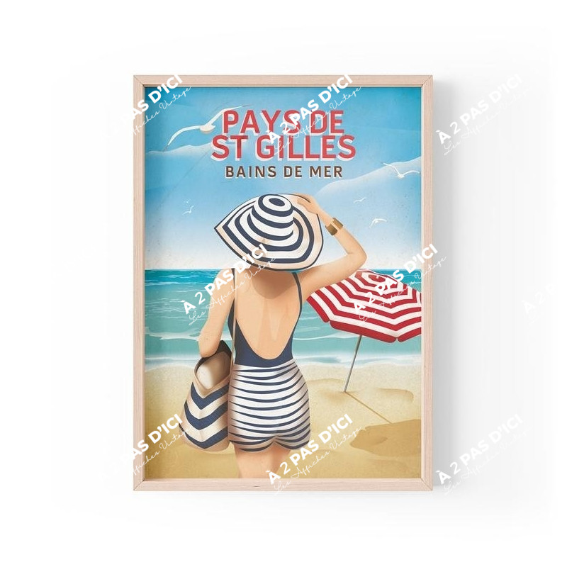 Affiche - Saint-Gilles-Croix-de-Vie - Bains de Mer